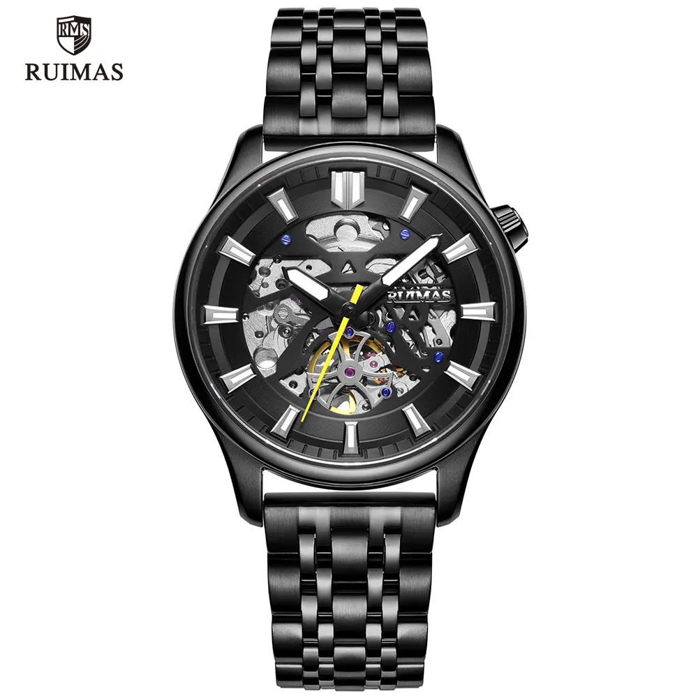 RS6770G-Black RUIMAS черные Автоматические часы класса люкс Бизнес Нержавеющая сталь часы человек Топ бренд класса люкс Скелет Механические наручные часы Relogios 6770 - Цвет: RS6770G-Black