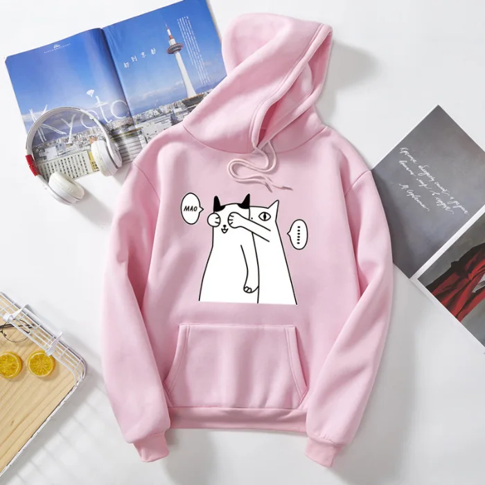 pink Худи для влюбленных с героями мультфильмов; женская одежда; пуловер с капюшоном; топы; зимние толстовки; пара толстовок; толстовка унисекс - Цвет: pink