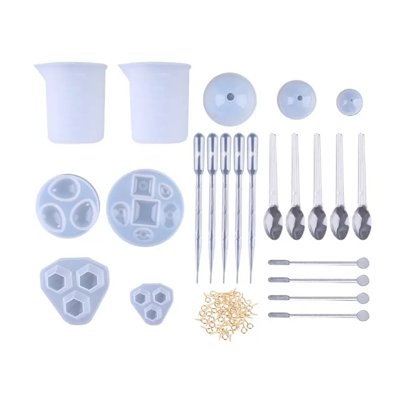 Epoxy mold set Эпоксидная УФ Смола мастерская отливка прессформы Набор силикона для создания ювелирных изделий кулон формы - Цвет: Epoxy mold set