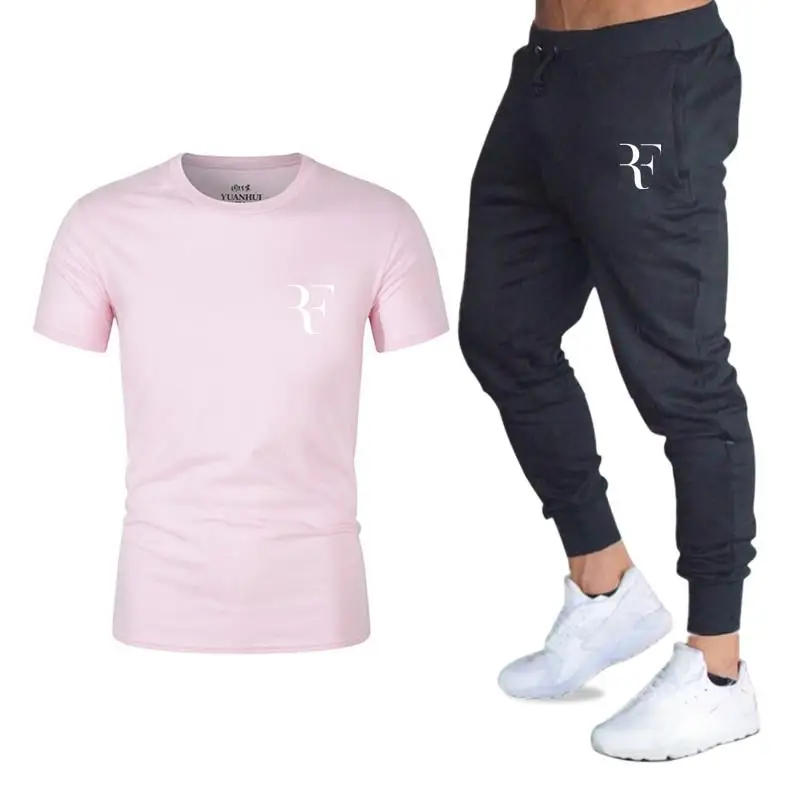 70% OFF 2019 printed men's short-sleeved T-shirt fashion casual loose T-shirt + jogging sports pants new men's clothing