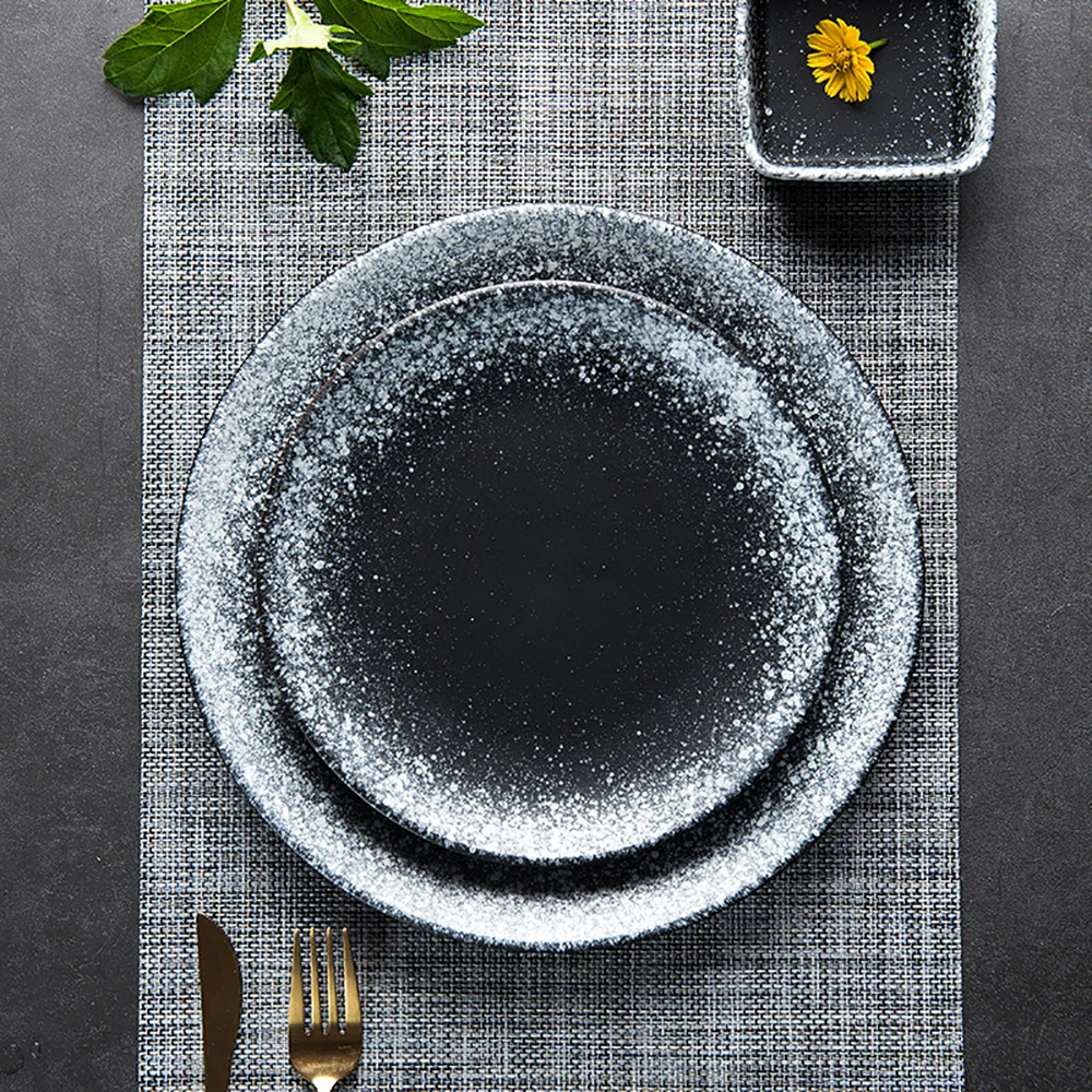 

6/8 Inch Japanese Household Ceramic Plate Western Plate Steak Plate Tableware Breakfast Round Flat Tableware