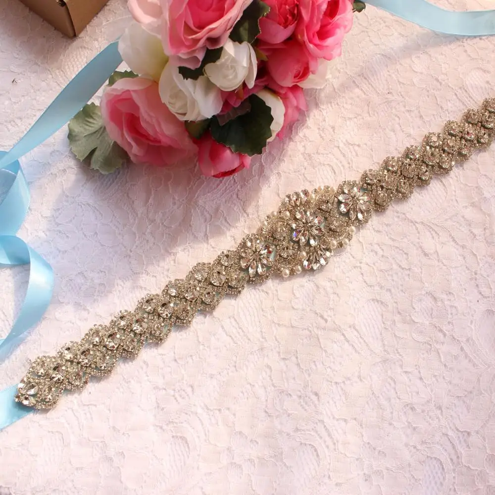 Bridal Свадебные аксессуары Riemen voor Vrouwen Trouwjurk Sjerp Riem van De Braid - Цвет: Небесно-голубой