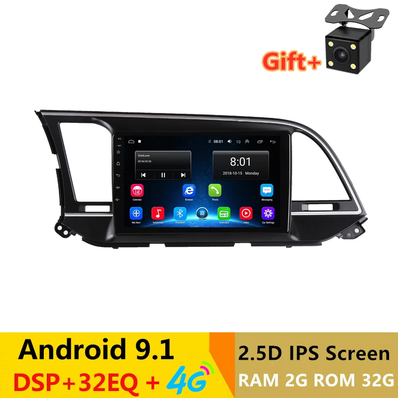 " 2.5D ips Android 9,1 автомобильный DVD мультимедийный плеер gps для HYUNDAI ELANTRA Автомагнитола DSP 32EQ стерео навигация