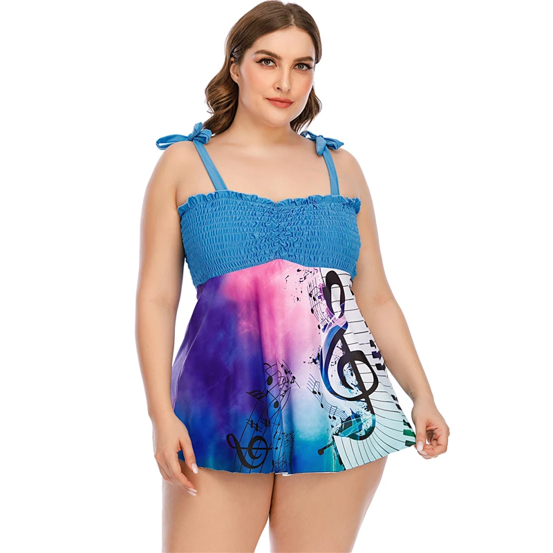 

Sexy Printed Large Size Swimsuit 2023 Women Two Pieces Swimwear Big Size Swimdress Bikini Set Female Bathing Suit 5XL