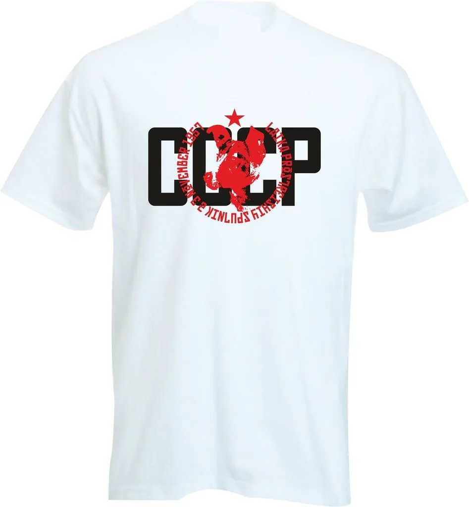 T-shirt Homme Coton Bio Laïka - Chien Spatial Soviétique Rétro Spoutnik 2 - Look Graphique