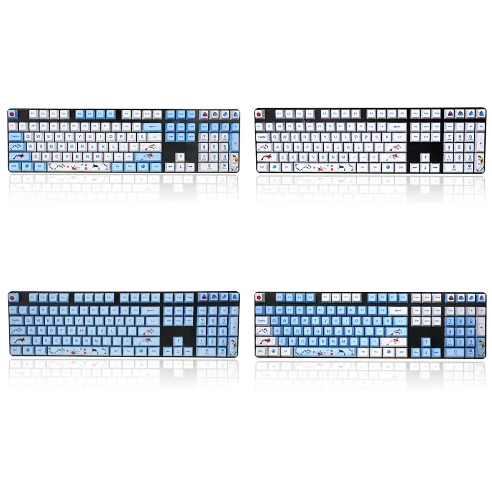 

1 Set Replaceable OEM PBT 108 Keys Keycaps Dye-sublimation Koi Fish Keycap for Readson GANSS IKBC Mechanical Keyboard