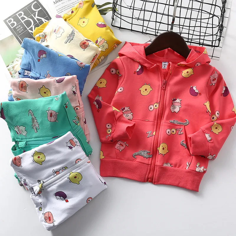 

1166 Cartoon Small Animal Printed CHILDREN'S Jacket 2020 Spring Children Zipper Hoodle