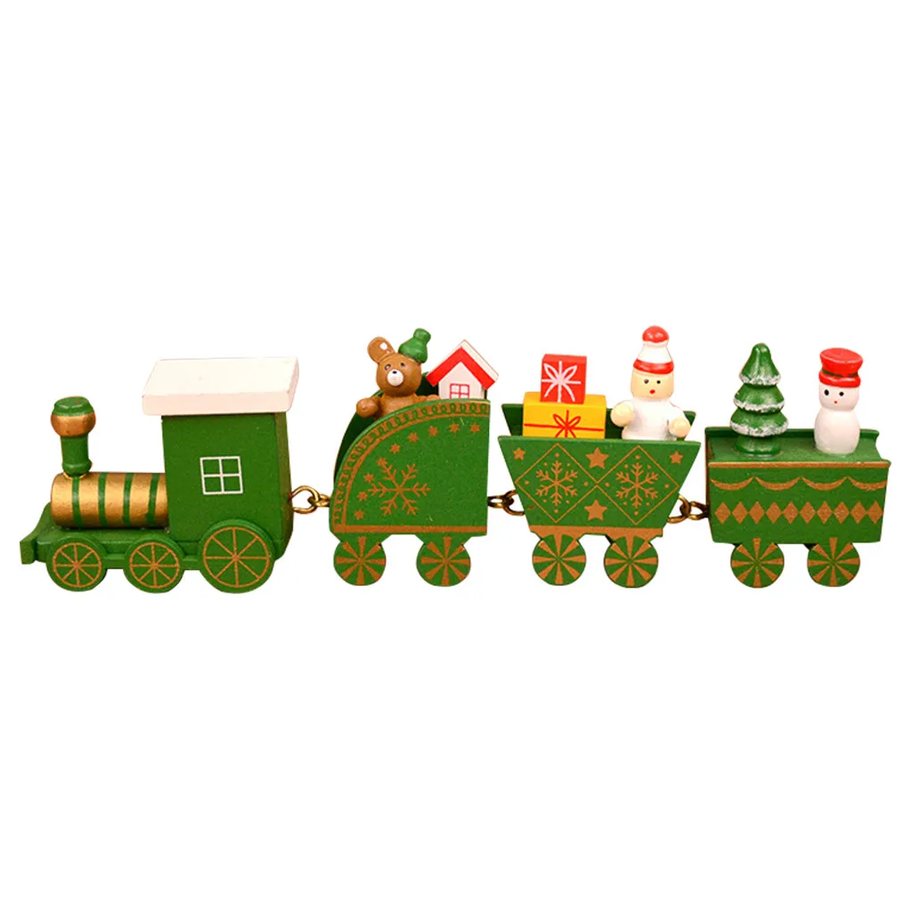 Рождественский деревянный Рождественский поезд Санта-Клаус праздничный Декор домашний Декор детские подарки новогодний орнамент Рождественский Декор - Цвет: Зеленый
