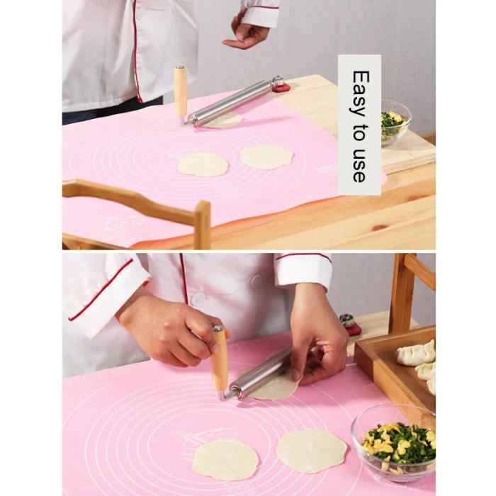 HOT Stainless Steel Dough Rolling Pin Baking Cooking Tool Roller for Pasta Pizza Dough TI99