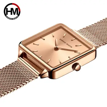 Simple Design New Style Band Japan Quartz Rose Gold Fashion Casual Brand Free Shipping Wristwatch Lady Square Watches For Women 3