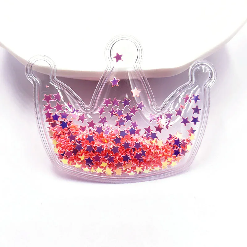 

12pcs 5.5*4.2cm PVC Crown Transparent Bling bling Flowing Appliques for Kids BB clip and DIY headwear Accessories wholesale