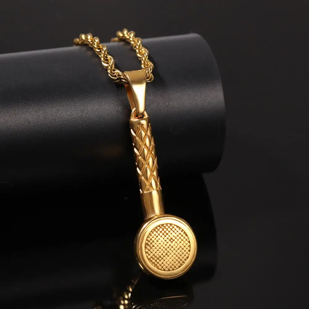 

Men Hip hop earphone shape Pendant Necklaces Stainless Steel never fade pendants necklace HipHop charm jewelry gifts