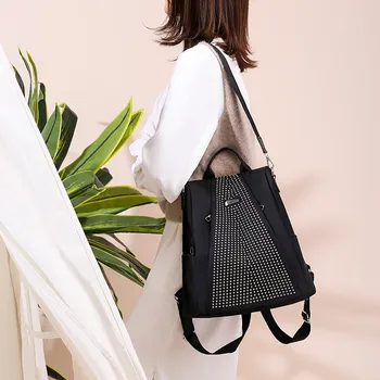 

Female anti-theft Fashion Women Bright Drill Color Capacity Student Backpack Travel Couple shoulder bag solid for youth bags