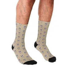 

Men's Funny socks CUTE RACCOON WITH NECKTIE Socks harajuku Men Happy hip hop Novelty boys Crew Casual Crazy Socks for men
