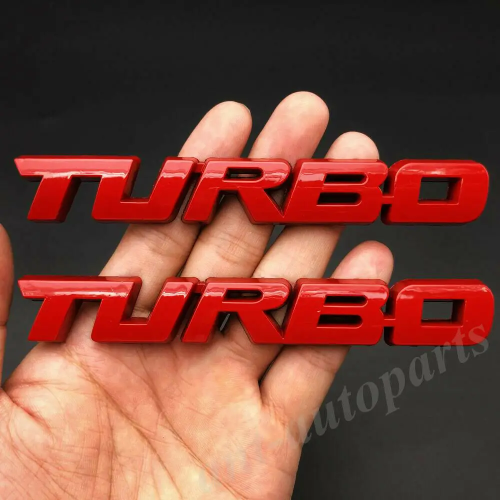 

2x Red Metal Turbo T Car Auto Trunk Rear Tailgate Emblem Badge Decals Sticker