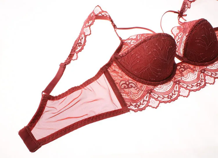 black lace underwear set CINOON New Top Ultra-thin Underwear Set Push-up Bra And Panty Sets Hollow Brassiere Gather Sexy Bra Plus Size Lace Lingerie Set red bra and panty sets