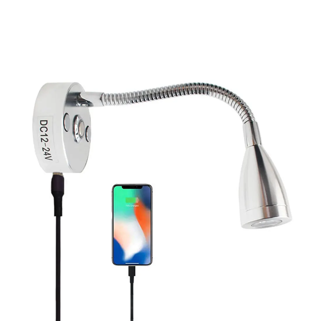 DC12V 4W 7000K Double head Adjust LED Spot Reading Light Caravan Camp