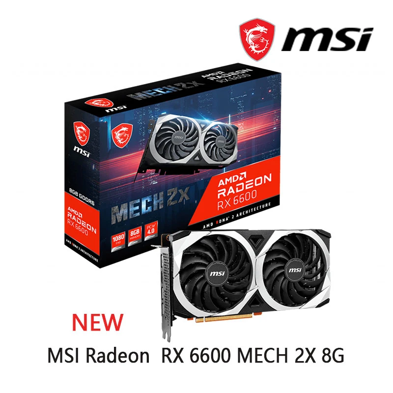 gaming card for pc MSI Radeon RX 6600 MECH 2X 8G NEW GDDR6 128-bit  7nm RX6600 Video Cards GPU Graphic Card DeskTop CPU Motherboard best graphics card for gaming pc