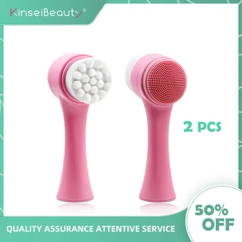 

2pcs Skin Care Tool Double Side Silicone Cleansing Facial Brush Face Exfoliating Spa Massage Deep Pore Skin Care Beauty Tools
