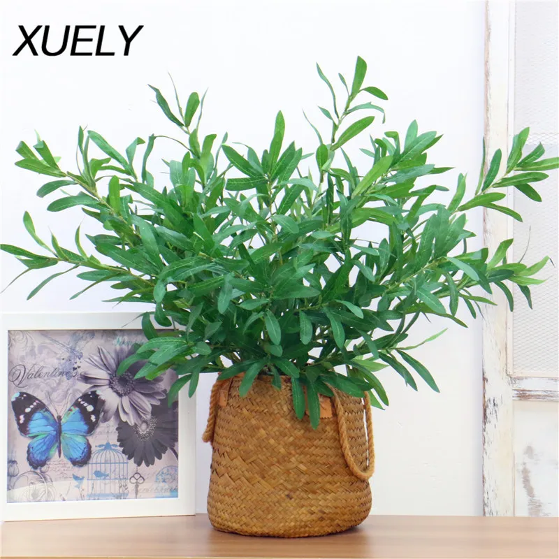 XUELY Fake Flower 6-fork Artificial Flowers Olive Leaf branch Leaves Foliage Home Decoration Wedding Bouquets Plants | Дом и сад