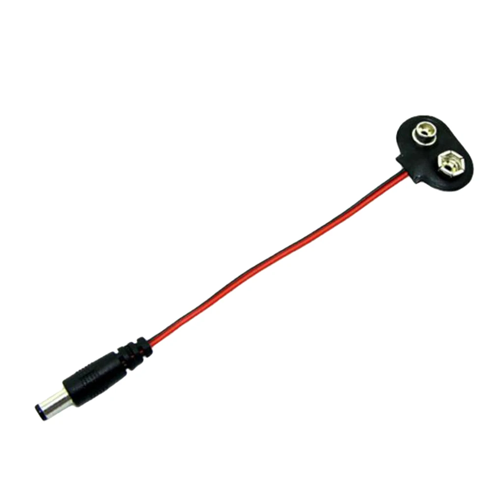 DC Power Plug to 9V Battery Clip Button Connector Adapter Pack of 2