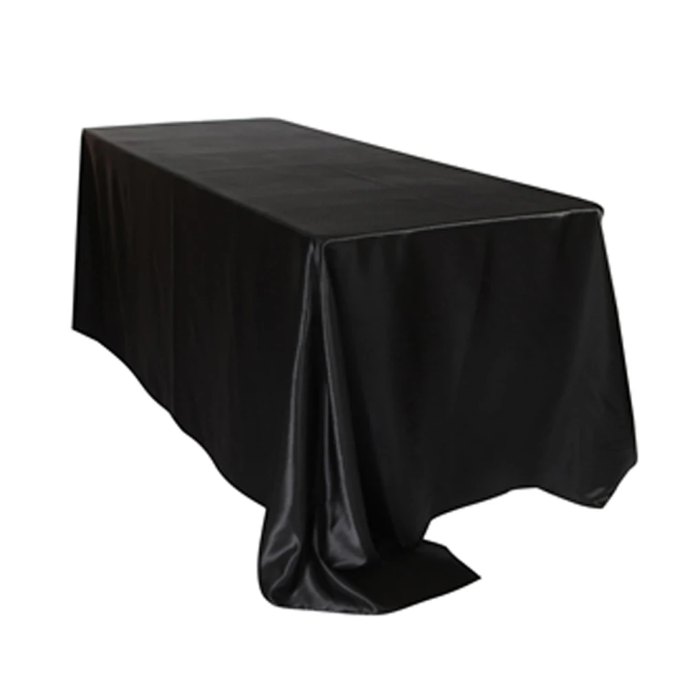  145x320cm White/Black Tablecloths Table Cover Rectangular Satin Tablecloth for Wedding Birthday Par