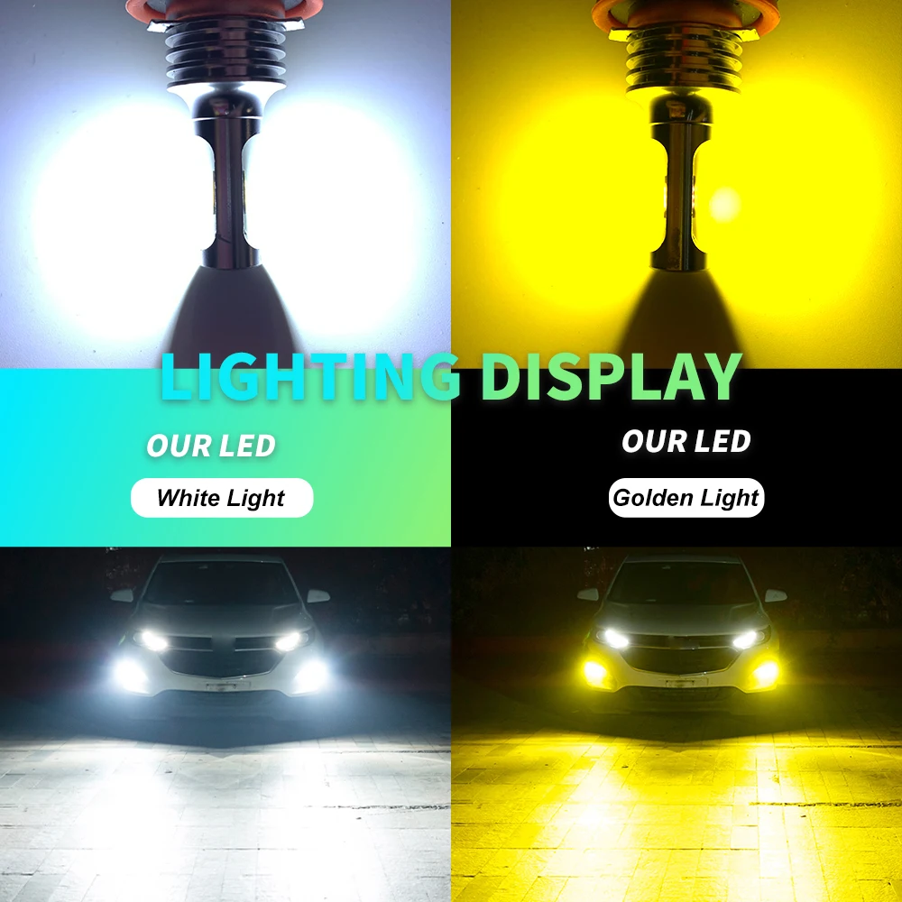 2Pcs H8 H11 HB4 HB3 9006 9005 H16 JP EU H1 H3 881 Led Bulb 2200LM 6000K White Golden Yellow Ice Blue Car Fog Light Day Lamp Auto led fog light for car