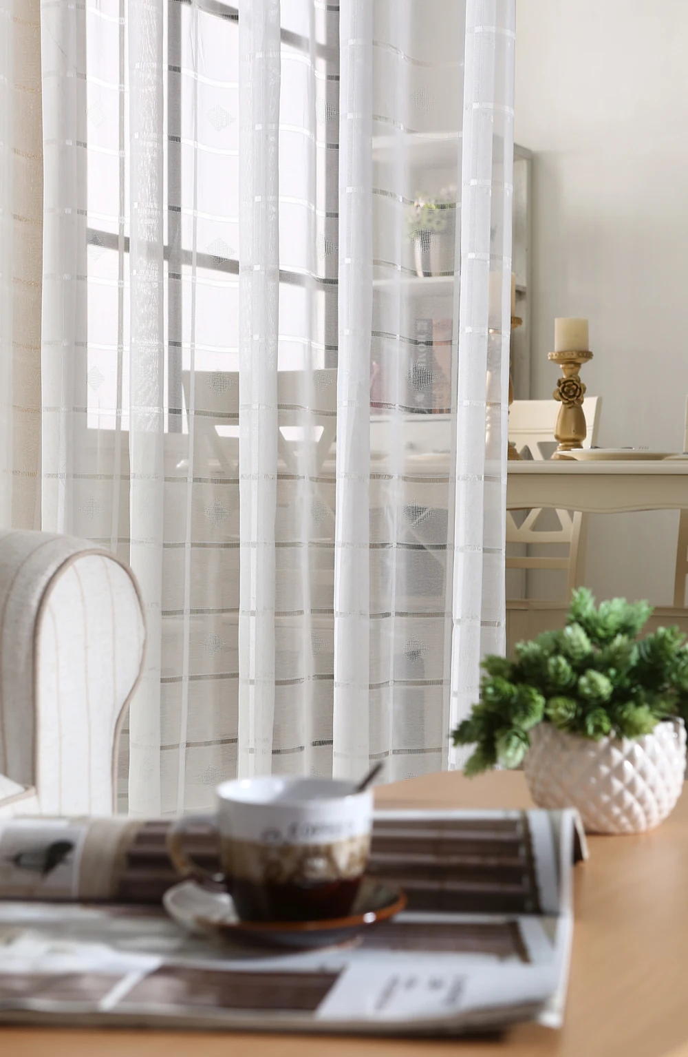 finished white lattice printing curtain tulle for living room bedroom kids room window screening kitchen sheer curtain 444&30