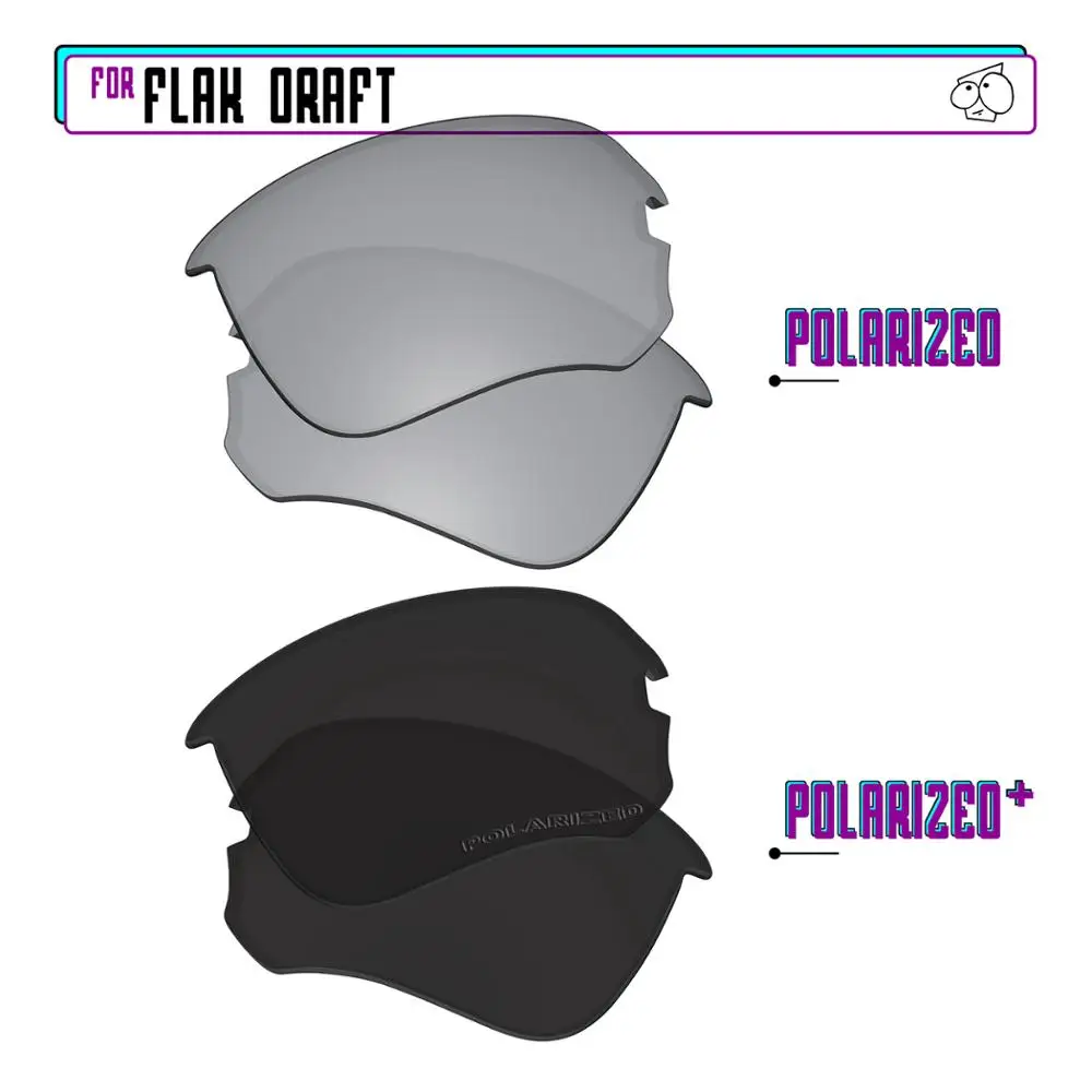 

EZReplace Polarized Replacement Lenses for - Oakley Flak Draft Sunglasses - BlackP Plus-Silver P