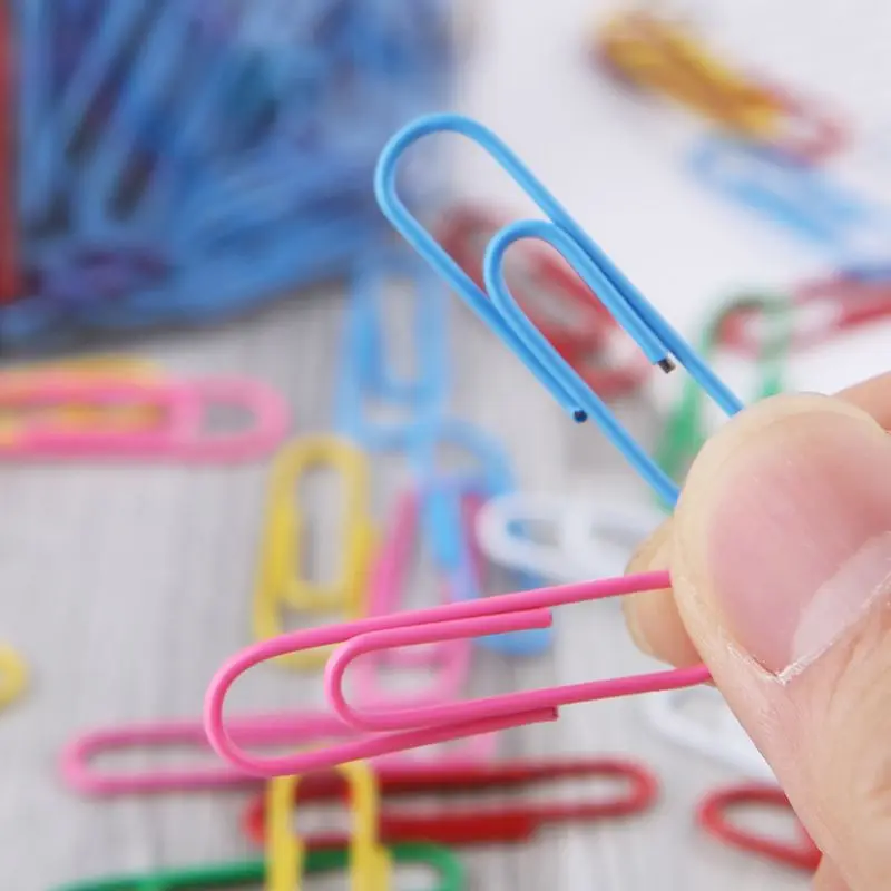 

500Pcs 33mm/1.30in Paper Clip With 6-Grid Storage Case Bright Colors Photo Clip Bookmark DIY Handmade Decor School Stationery