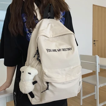 

Student Ladies Kawaii Backpack Embroidery Fashion School Bag Girl College Male Book Backpack Cute Waterproof Nylon Women Bag Men