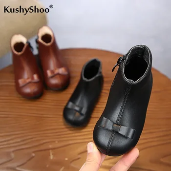 

Kushyshoo Winter Boots for Girls 2020 Fashion Butterfly-knot Zipper Snow Boots Kids Short Plush Warm Soft Bottom Casual Shoes
