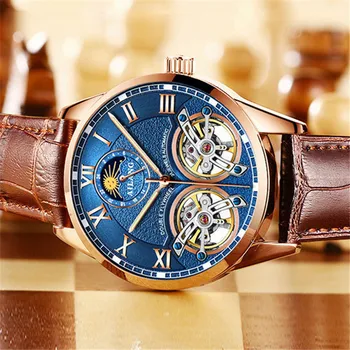 

2020 ailang top brand luxury watch men diver double tourbillion Mechanical Skeleton Men waterproof Clock orologi uomo automatici