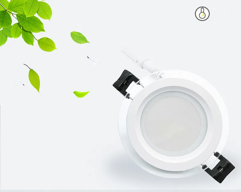 Super bright  glass square round ceiling recessed panel light LED spotlight AC110V 220V LED panel downlight ceiling light fixture