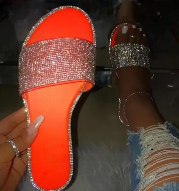 Новые женские ботильоны с поперечными ремешками модные пляжная обувь для ношения на улице, трендовые женская обувь летние по-прежнему сандалии на плоской подошве шлёпанцы для женщин - Цвет: orange