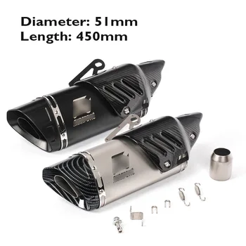 

Motorcycle 51mm Universal Exhaust Tip Muffler Carbon Fiber Cover Pipe Tail Tip Escape for Racing Motorbike