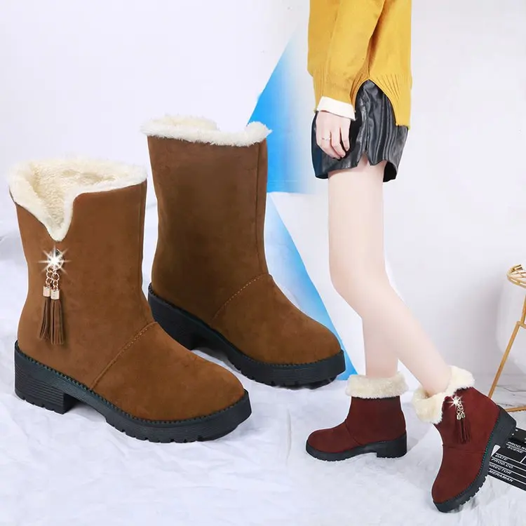 

2019 Winter New Style Korean-style Snow Boots WOMEN'S Shoes Short plus Velvet Warm Flat Heel Students Boots Women Shoes