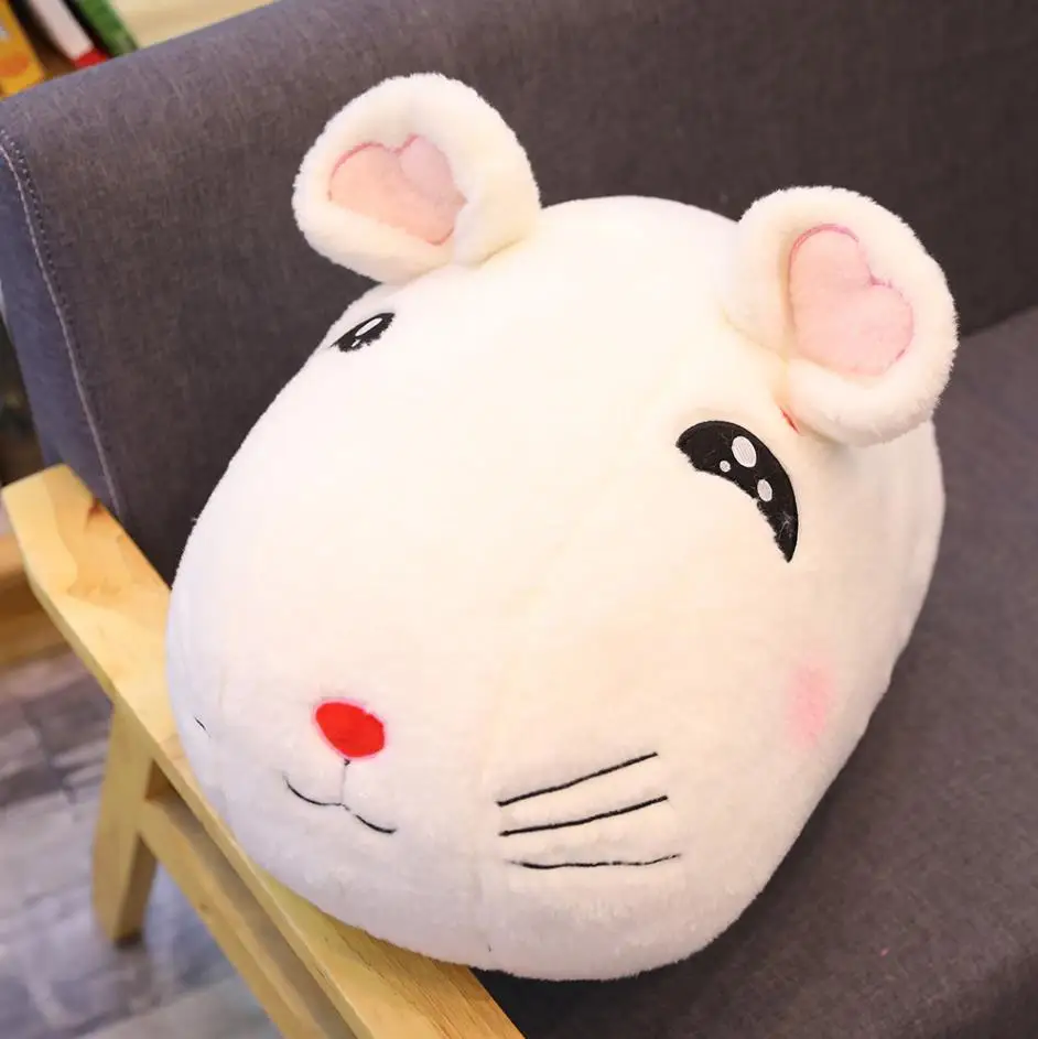 1 pc/45 58 см Kawaii круглый Толстая мышка, плюшевая игрушка, прекрасная маленькая белая игрушка, набитое Мягкое Животное, Мышь диван-подушка кукла подушка детские подарки на день рождения - Цвет: white