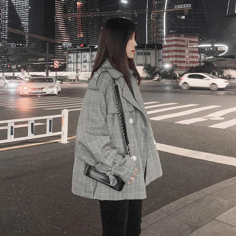 

Photo Shoot Suit Collar Short Trench Coat Women's Autumn New Style Korean-style Slimming Retro Plaid Short-height Coat Women's V