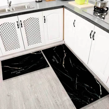 

Black Marble Pattern Printed Carpet Mat Kitchen Mat Anti-slip Rugs Front Door Mat Bathroom Carpets Tapis Floor Mat Gift