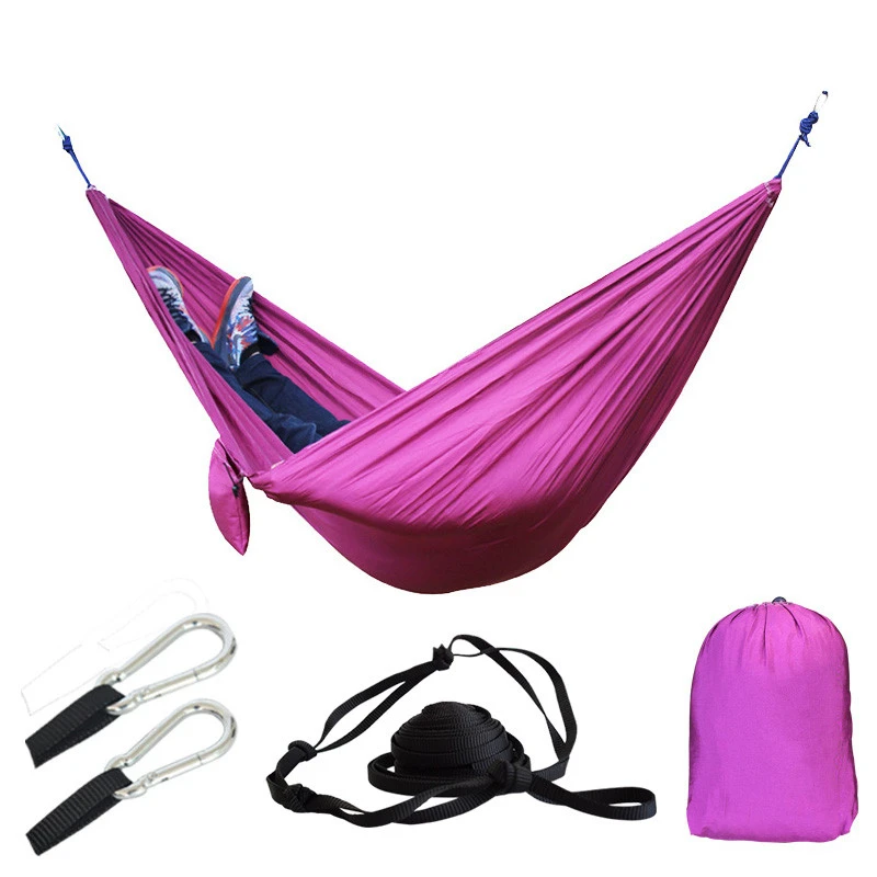 Портативный Легкий нейлоновый гамак из парашютной ткани с ремнями для альпинизма кемпинга путешествия пляж Сад Открытый Кемпинг снаряжение - Цвет: purple