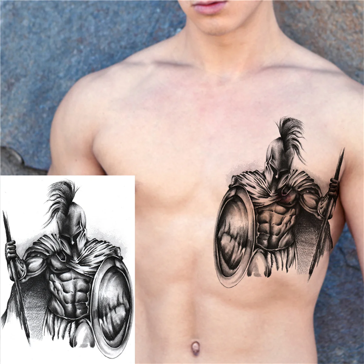 Black Soldier Warrior Temporary Tattoos For Men Women Kid Wolf Tiger Tattoo Sticker Realistic Fake Forest Beer Tatoos Waterproof