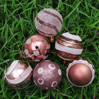 

24Pcs 6cm Christmas Balls Hanging Decoration Christmas Tree Ornaments for Party Ball Prom Rose Gold Pattern