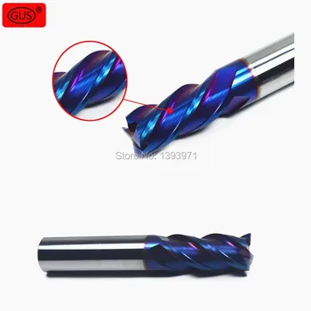 

65 degree blue nano 4 blade tungsten steel milling cutter carbide milling cutter CNC numerical control tool