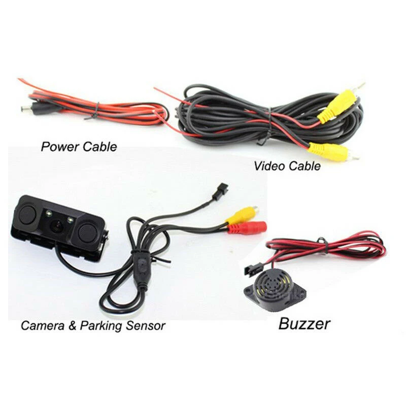  Car Auto Rear View Camera Parking Sensor Monitor 12V Reverse Backup Buzzer Rear View Camera With 2 