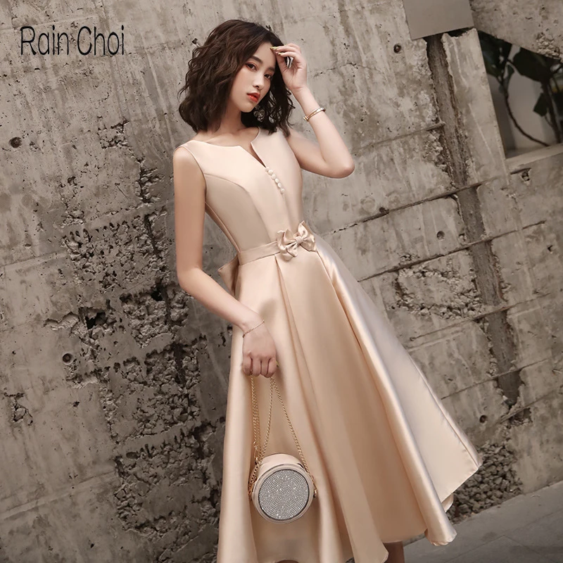 Cocktail Dresses 2021 Tea Length Formal Prom Dress Wedding Party Gown