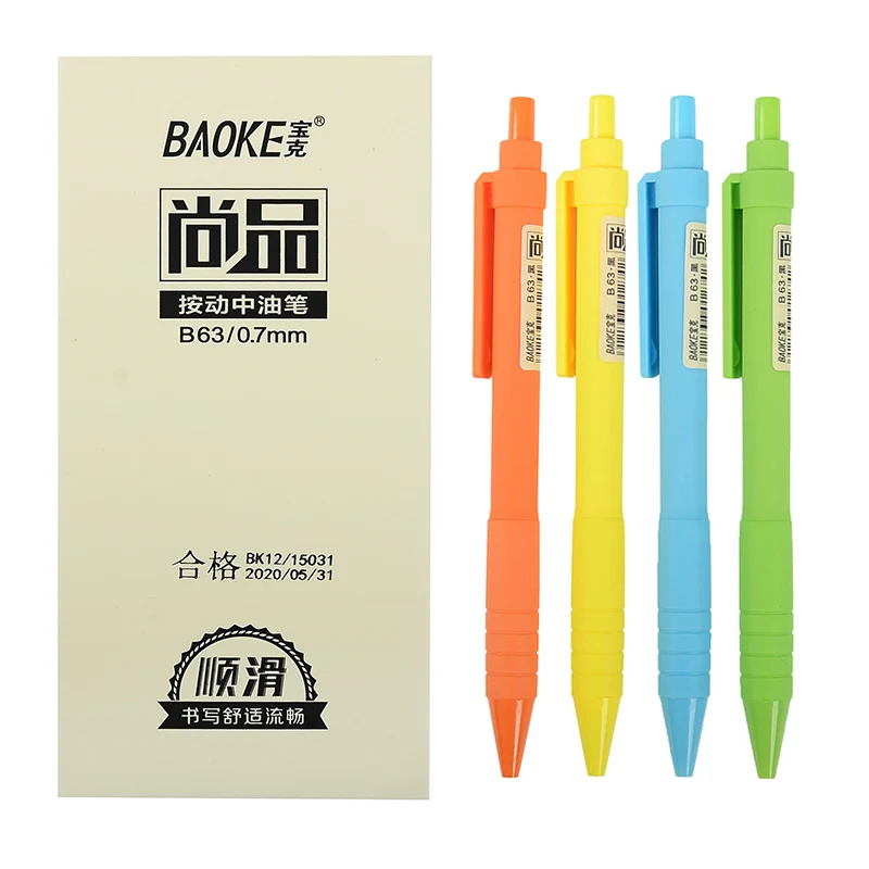 

12 Pcs/Box Two Colors Ballpoint The Office Stationery Push-type Ballpoint Pens Write School Supplies 0.7mm Kawaii Signature Pens