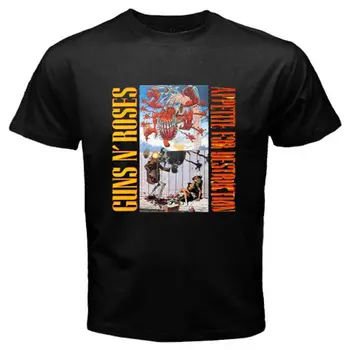 

New GUNS N' GNR ROSES APPETITE FOR DESTRUCTION Men's Black T-Shirt Size S to 3XL