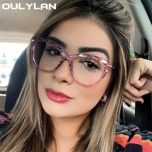 Oulylan-gafas transparentes con montura de ojo de gato para mujer, lentes  ópticas de moda, montura para Miopía - AliExpress
