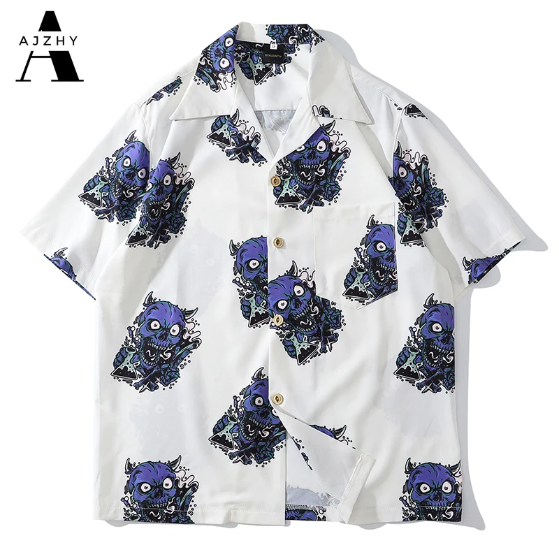 Print Hawaiian Shirt Men Hip Hop 